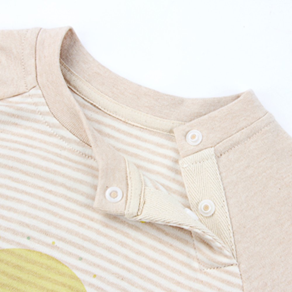 Jane Chen\'s Baby Snap Striped Long Sleeve Onesie Organic Color Cotton Bodysuit (Height 80, Apricot Puppy)