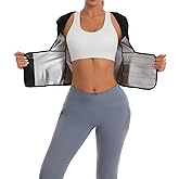 Dokelovy Sauna Suit Waist Trainer for Women Belly Fat,Sauna Shirt Short Sleeves Waist Trimmer Body Shaper Tank Tops (Comfort Sliming Corset, Silver Lining, Small)