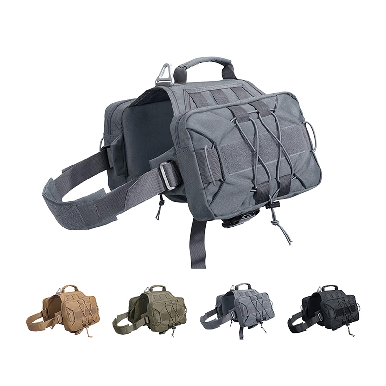 EXCELLENT ELITE SPANKER Dog Pack Hound Saddle Bag Backpack for Travel Camping Hiking Medium & Large Dogs with 2 Capacious Side Pockets(GRY-L)