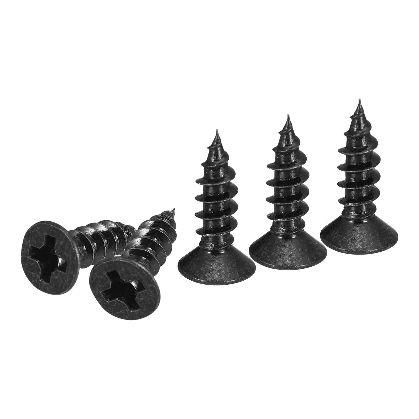 DTGN 200Pcs M3.5x12mm Flat Head Wood Screws, Carbon Steel Phillips Self Tapping Screws - Good for Woodworking, Furniture - Black — image 1