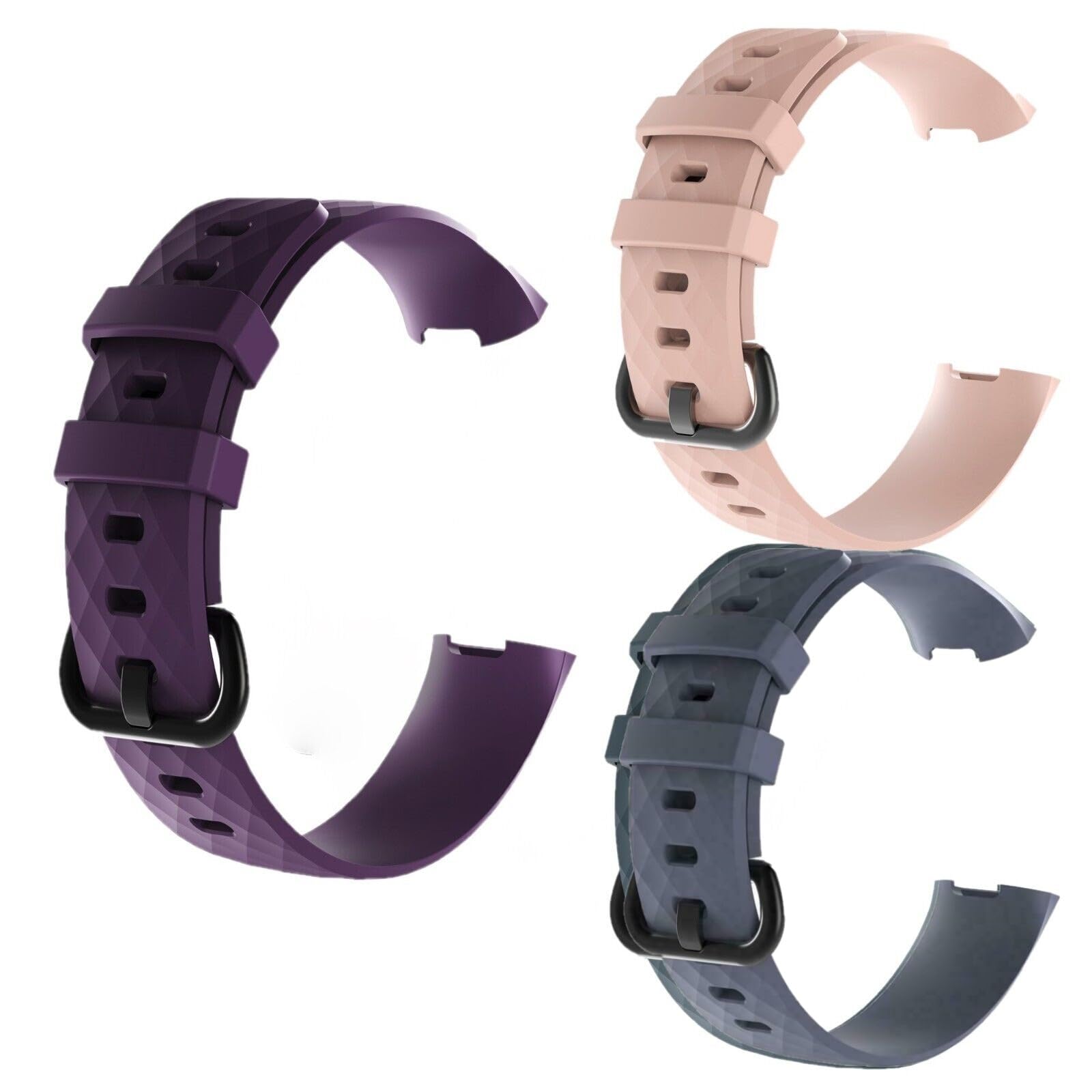 Panda Bobo Strap Compatible for Fitbit Charge 3/Fitbit Charge 4, Adjustable Classic Replacement Silicon Wristband (Small, Pack C - 3 Straps)