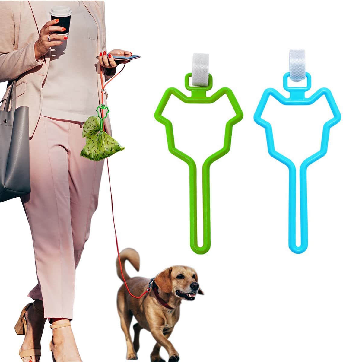 Hesheng 2 Pcs Dog Poop Bags Hands-free Clip Traction Rope Waste Bag Dispenser Dog Leash Dispenser Holder Clean Tools Poop Bag Holder Pet Supply Accessories…