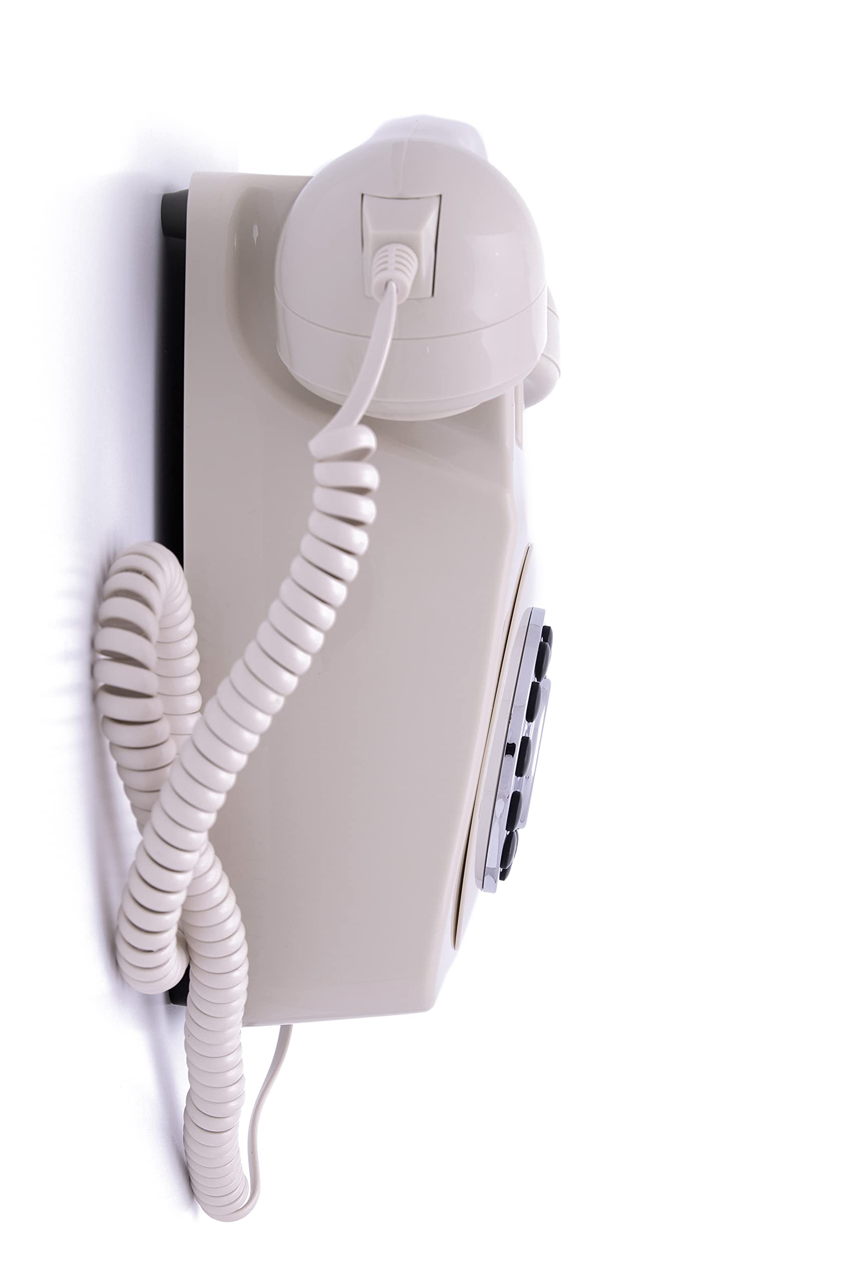 GPO 746WALL Retro Festznetztelefon mit Drucktasten zur Wandmontage mit authentischer Klingelton, Creme 2