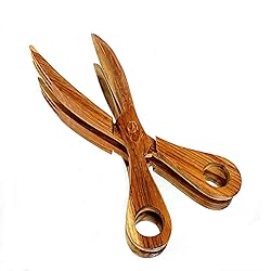 Blue Bright Wood Salad Teak Tong Wooden Scissor