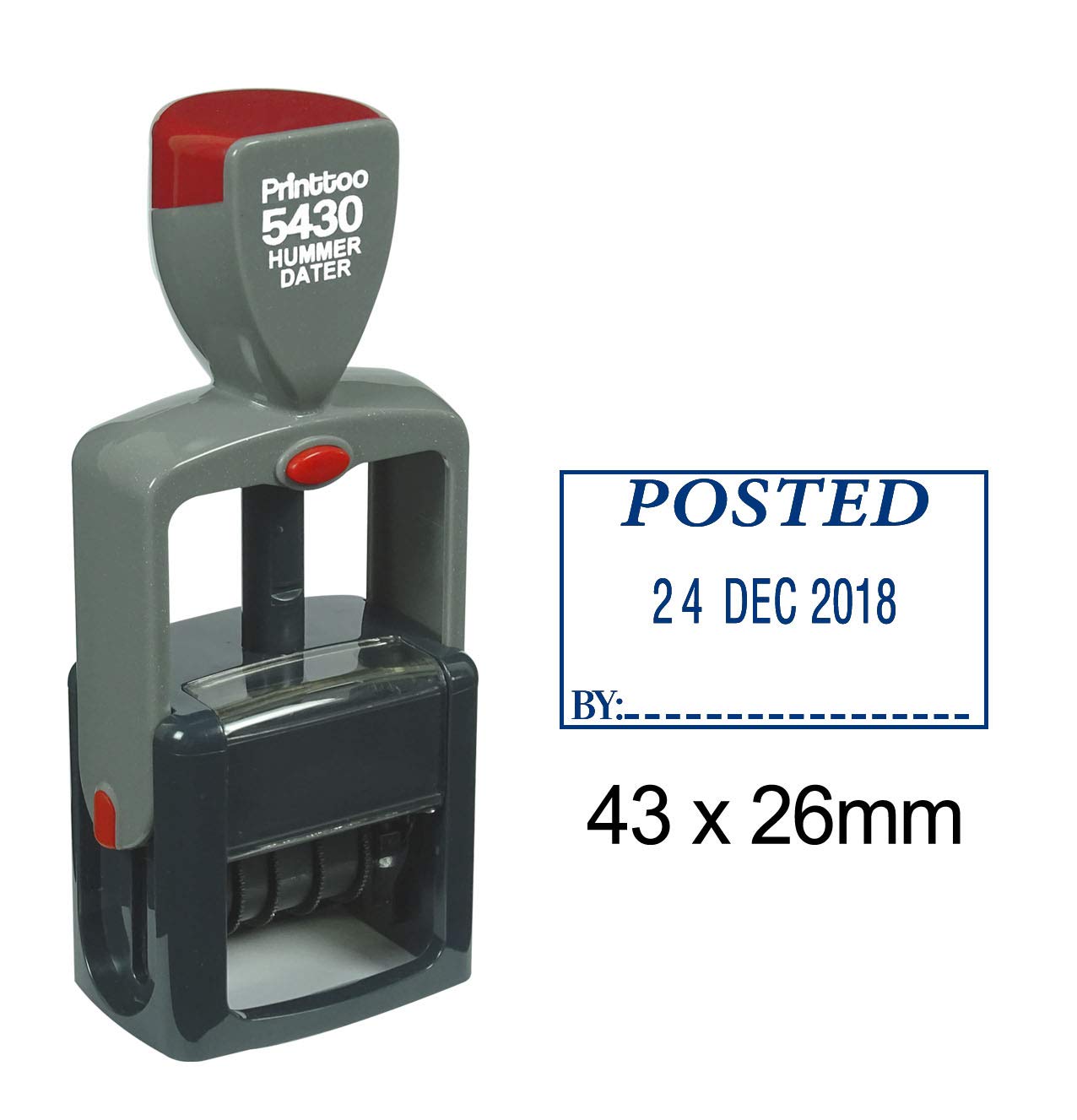 Printtoo Self Inking Heavy Duty Dater Stamp with Posted by Text Date Document Rubber Stamp-Blue