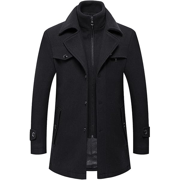 Maiyifu-GJ Men's Warm Winter Trench Coat Wool Blend Coats Slim Fit