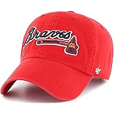 Atlanta Braves Script Logo Clean Up Adjustable Hat, Adult One Size Fits All (Atlanta Braves Red Script Logo)