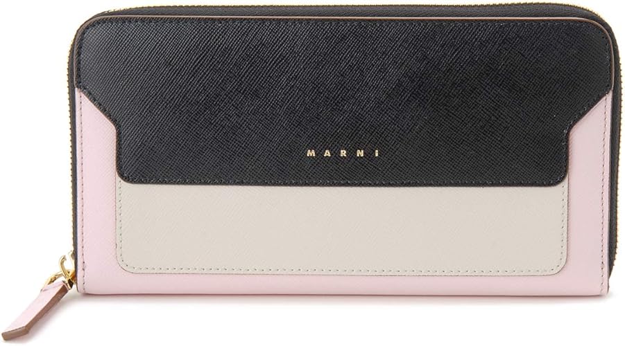 Amazon マルニ Marni ラウンドファスナー長財布 ブラック ホワイト ピンク レディース 並行輸入品 Marni マルニ 財布