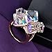 dnswez Statement Rings Multi -Color Change Crystal Ring 3D Birthstone Colorful 18k Gold Plated Cocktail Rings for Women