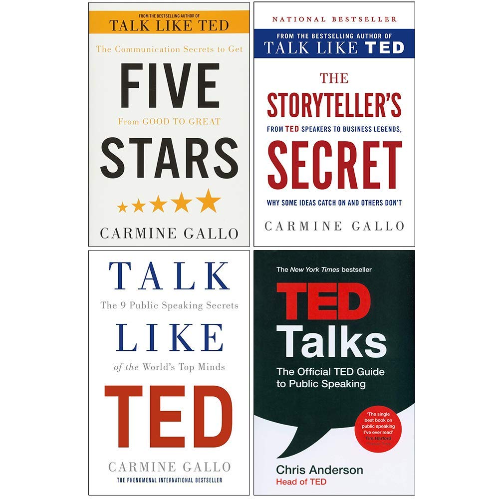 Five Stars, The Storyteller’s Secret, Talk Like TED, TED Talks 4 Books Collection Set Five Stars, The Storyteller’s Secret, Talk Like TED, TED Talks 4 Books Collection Set