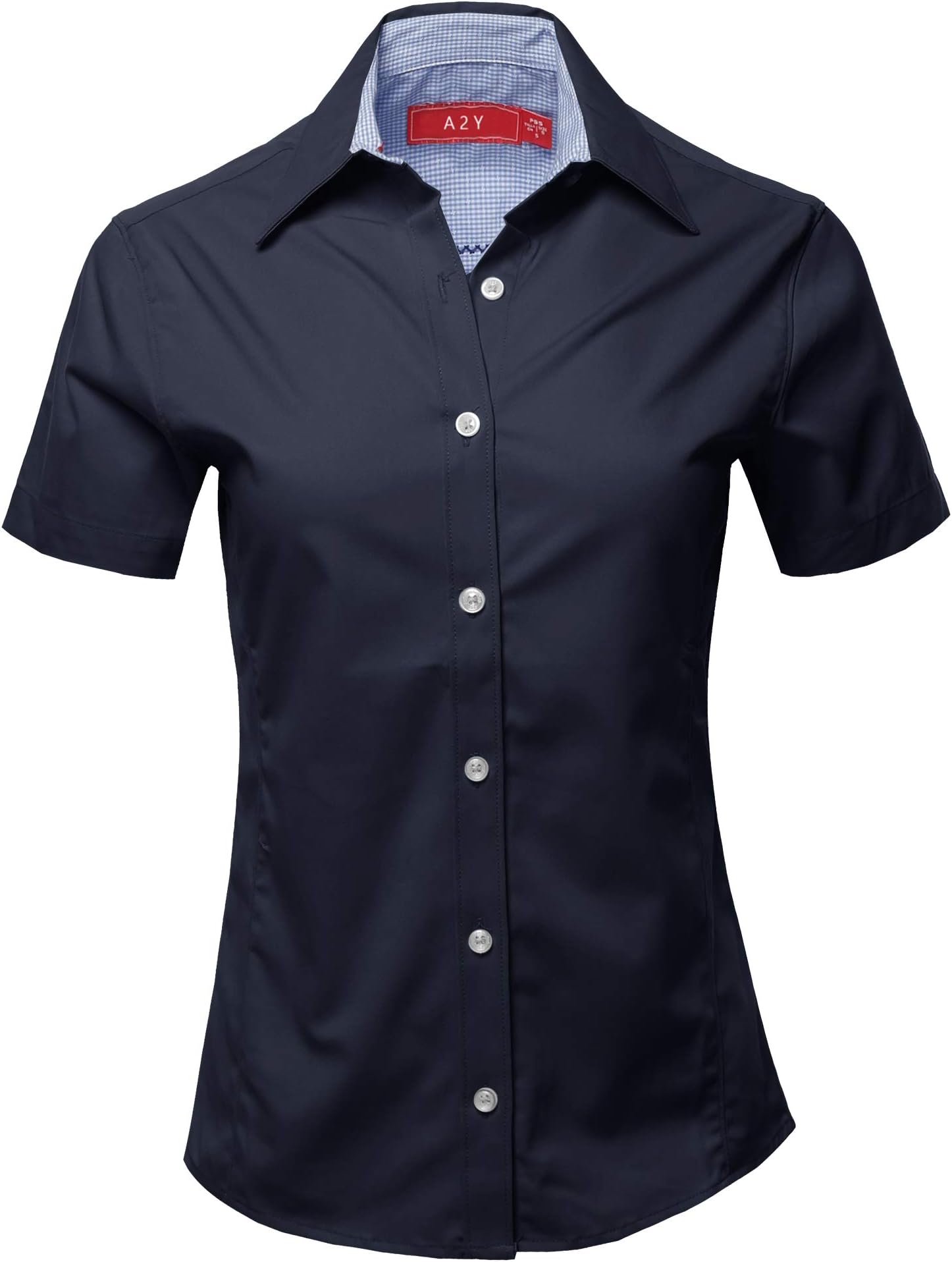 A2Y Women's Durable Short Sleeve Button Down Business Office Formal Ladies Shirt