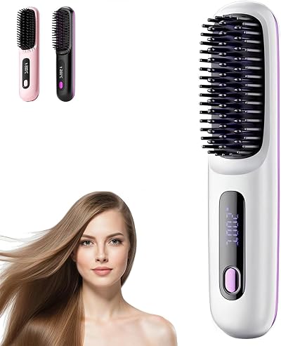 Baomaeyea Go Brush Pro UK Cordless Hair Straightener Brush 3 Temp 160-200°C