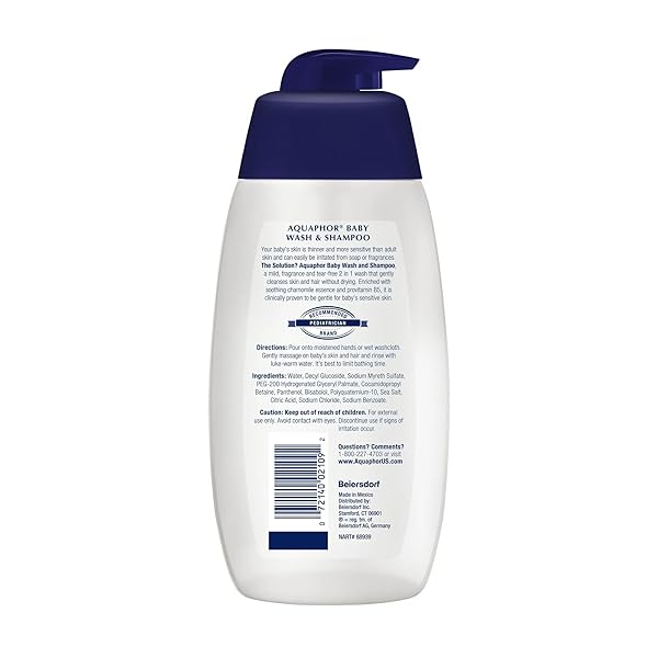 AQUAPHOR BABY WASH AND SHAMPOO – MILD, TEAR-FREE 2-IN-1 SOLUTION FOR BABY’S SENSITIVE SKIN – 16.9 FL. OZ. PUMP
