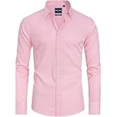 Alimens & Gentle Slim Fit Dress Shirts for Men Long Sleeve Stretch Stain Proof Wrinkle Free Button Down Shirts Formal Shirts