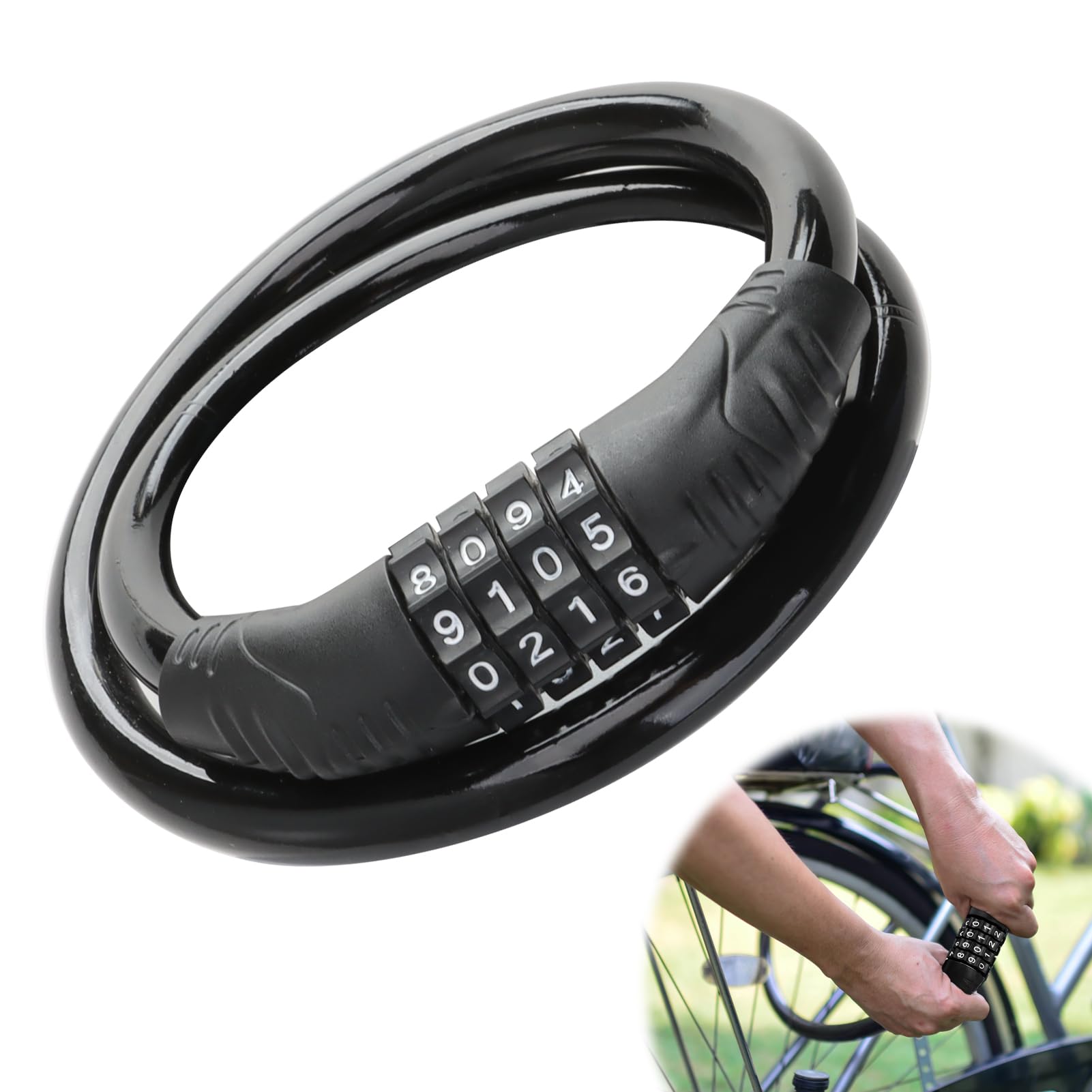 Bike Lock Anti-Theft, Bicycle Padlock with 4 Digits Long Cable Chain, Electric Scooter Lock, Bike Lock Combination for Pushchairs, Motorcycles, Scooters, Bikes and Accessories