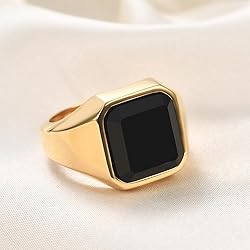 MYNENEY 14K Gold/Silver/Black Plated Square Signet