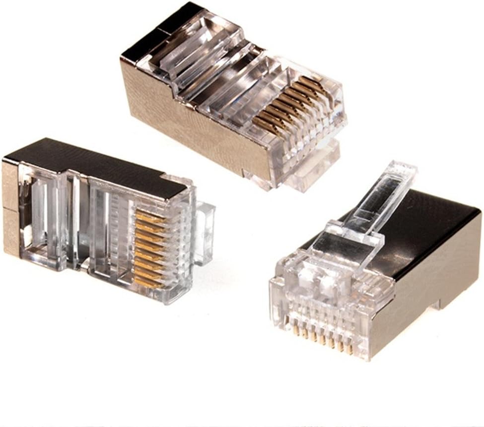 Maclean 100x RJ45 8P8C Modular End Shielded Plug Connector for Ethernet Network Cables