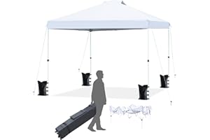 MIRAFIT Pop Up Canopy Tent, 10x10 Ez Up Sun Shade Canopy for Outdoor Camping, Parties, Backyard, Instant Heavy Duty Waterproof Commercial Gazebo with Portable Wheeled Bag and 4 Sandbags, White