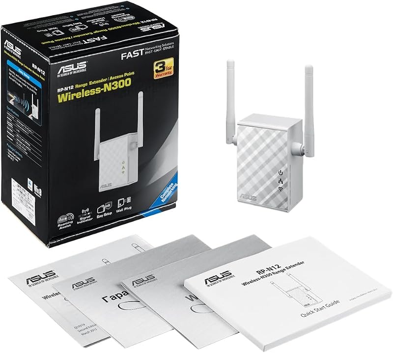 RP-N12 - Repetidor/Punto Acceso inalámbrico N300 (Antenas externas, WPS, Puerto LAN), Blanco