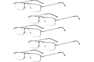 Eyekepper 5 Pairs Stainless Steel Frame Half-eye Style Reading Glasses Readers Gunmetal