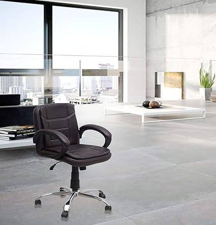 DZYN Furnitures Baxtonn Executive Office Chair in Premium Brown Leatherette