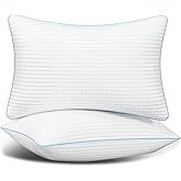 Auranta Bed Pillows Queen Size Set of 2, Soft Fluffy and Supportive Hotel Collection Pillows 2 Pack for Side and Back Sleeper, Filled with Down Alternative Microfiber
