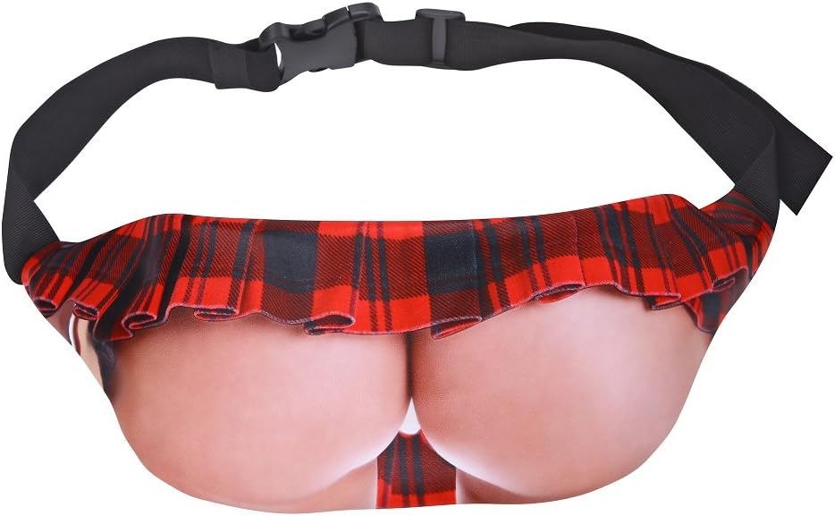 Girl Buttock Belly Waist Bag Fanny Waist Hip Pack Dad Bag in Ass Shape for Sexy Sports Woman with Adjustable Belt for Cash, Phone, Running, Cycling, Outdoors