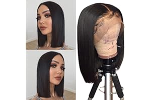 Geeta Human Hair Lace Front 13x4 Wigs Bob 10 Inch 180 Density Brazilian Virgin Human Hair Short Bob Wigs Straight Hair Natural Color