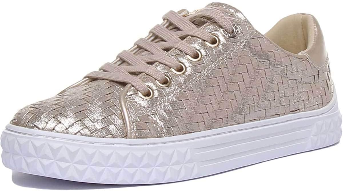 gold guess trainers
