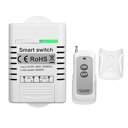 TSSS Funk Lichtschalter Funkschalter Licht Wireless Wandschalter Set Fernbedienung mit Empfänger - Handsender Ein/Aus Wandsen