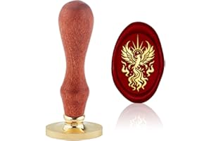 Hobbspring Phoenix Wax Seal Stamp Replaceable Envelopes DIY Seal Stamp Vintag Sun Oval Brass Head Wooden Handle for Embellish