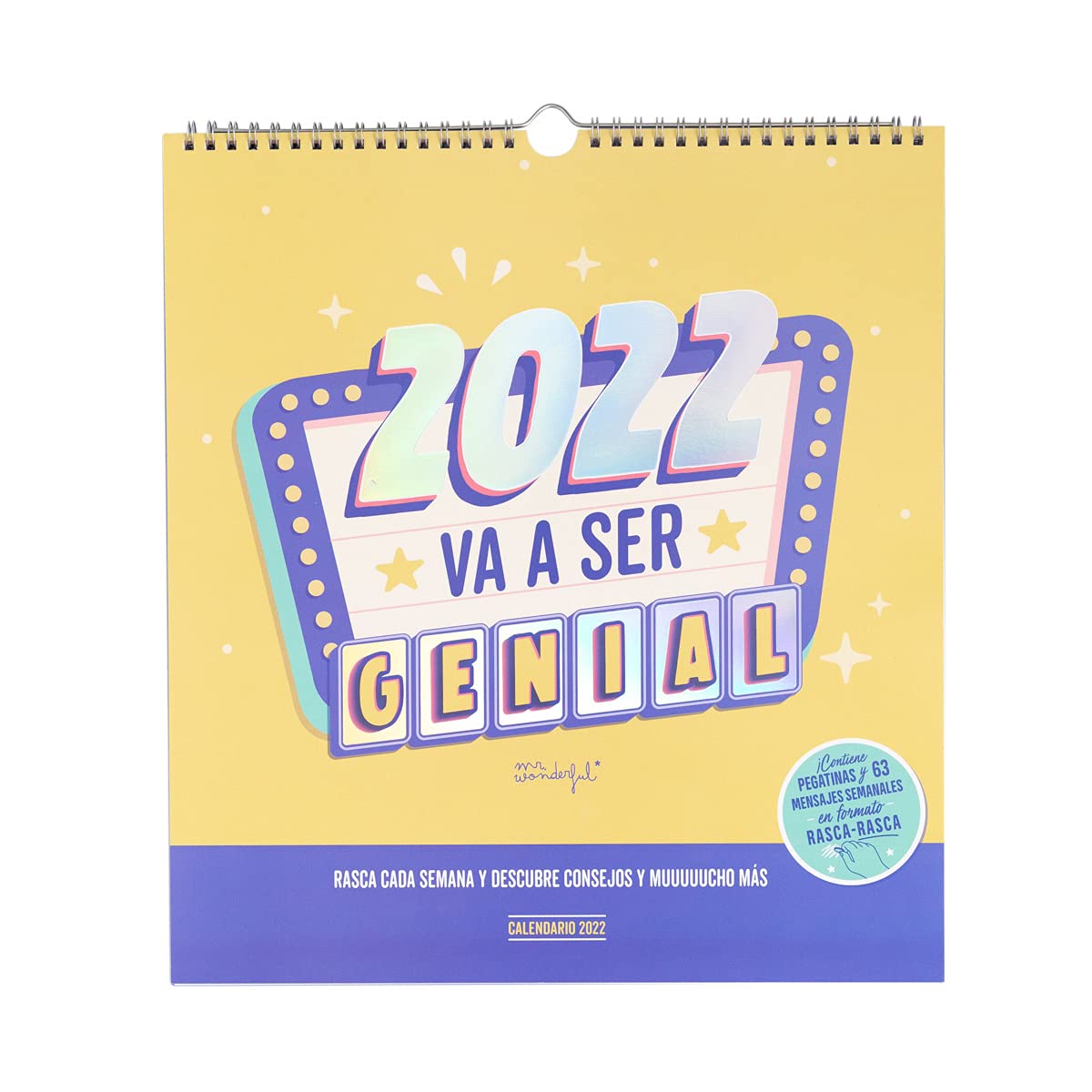Mr. Wonderful Scratch-Off Wall Calendar - 2022 will be great, multicoloured,WOA11275ES