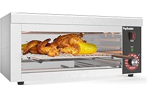 Popfoodex Salamander Broiler, 1500W Electric Cheese Melter w/ 550°F Heating and Stainless Steal Body, Commercial Broiler w/Removable Crumb Tray, Salamander Grill For Pizza, Grill Steaks, Sandwiches