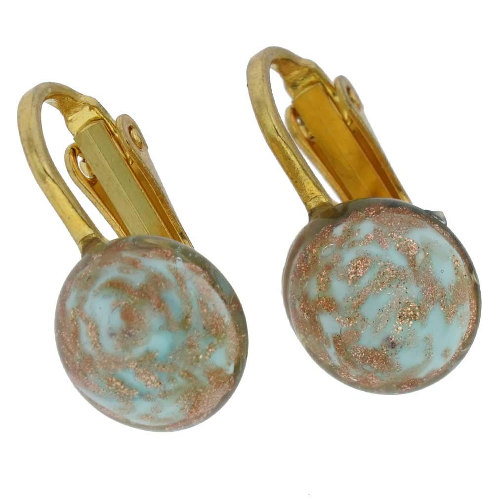 Glass Of Venice Murano Glass Sparkles Cabochon Clip Earrings - Sky Blue