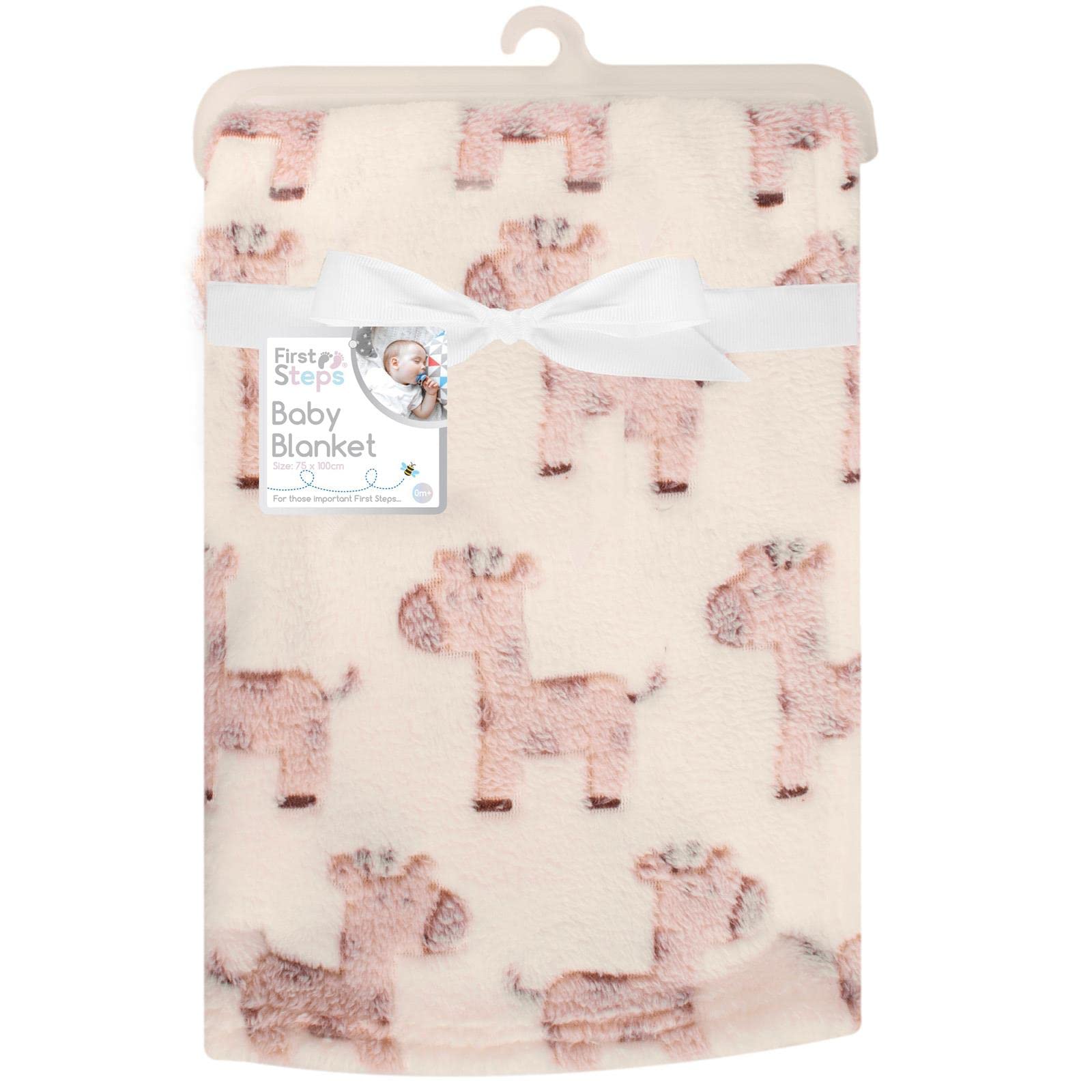 First Steps Luxury Soft Fleece Baby Blanket with Cute Giraffe Design 75 x 100cm for Babies from Newborn