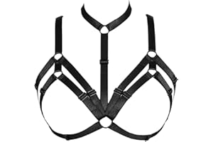 JELINDA Dance Apparel Punk Belt Gothic Black Harness Strappy Cage Lingerie, Black, One Size