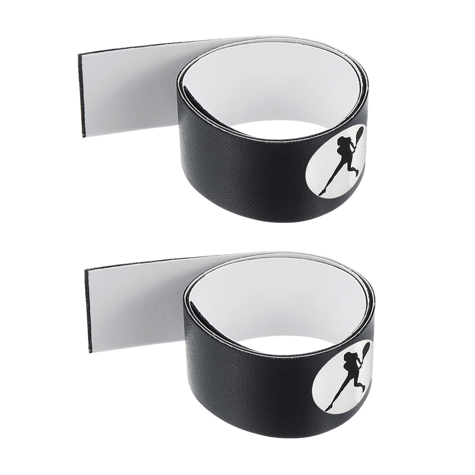 PATIKIL 16" Racket Head Protection Tape, 2 Pack PU Tennis Racquet Head Guard for Tennis Practice Training, Black