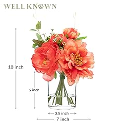 WELL KNOWN Artificial Flowers in Glass Vase with