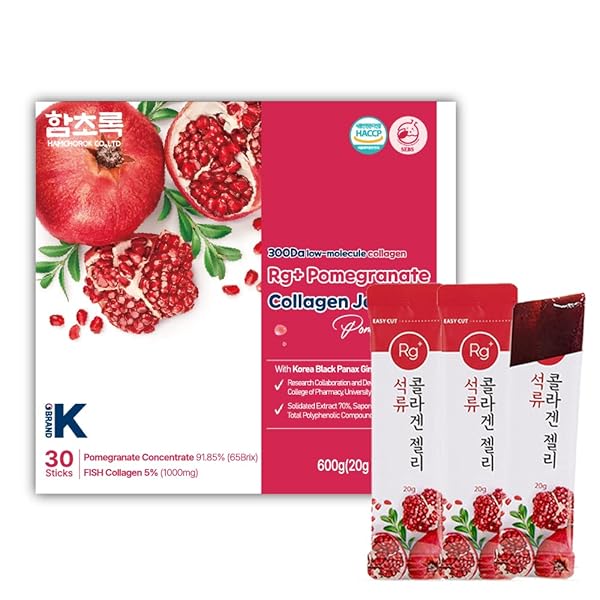 HAMCHOROK ANTI-AGING KOREAN-BEAUTY POMEGRANATE COLLAGEN JELLY STICK 20G*30 STICK/FOR SKIN, NAIL AND HAIR GROWTH