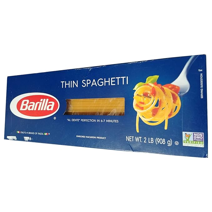 Barilla Thin Spaghetti, Italy's Brand of Pasta, 2LB (Pack