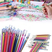 Slendima Sale! 0.8 mm Gel Pen Refills(48 Colors) Glitter Coloring Drawing Painting Marker for Children Adults Coloring Books Craft Doodling