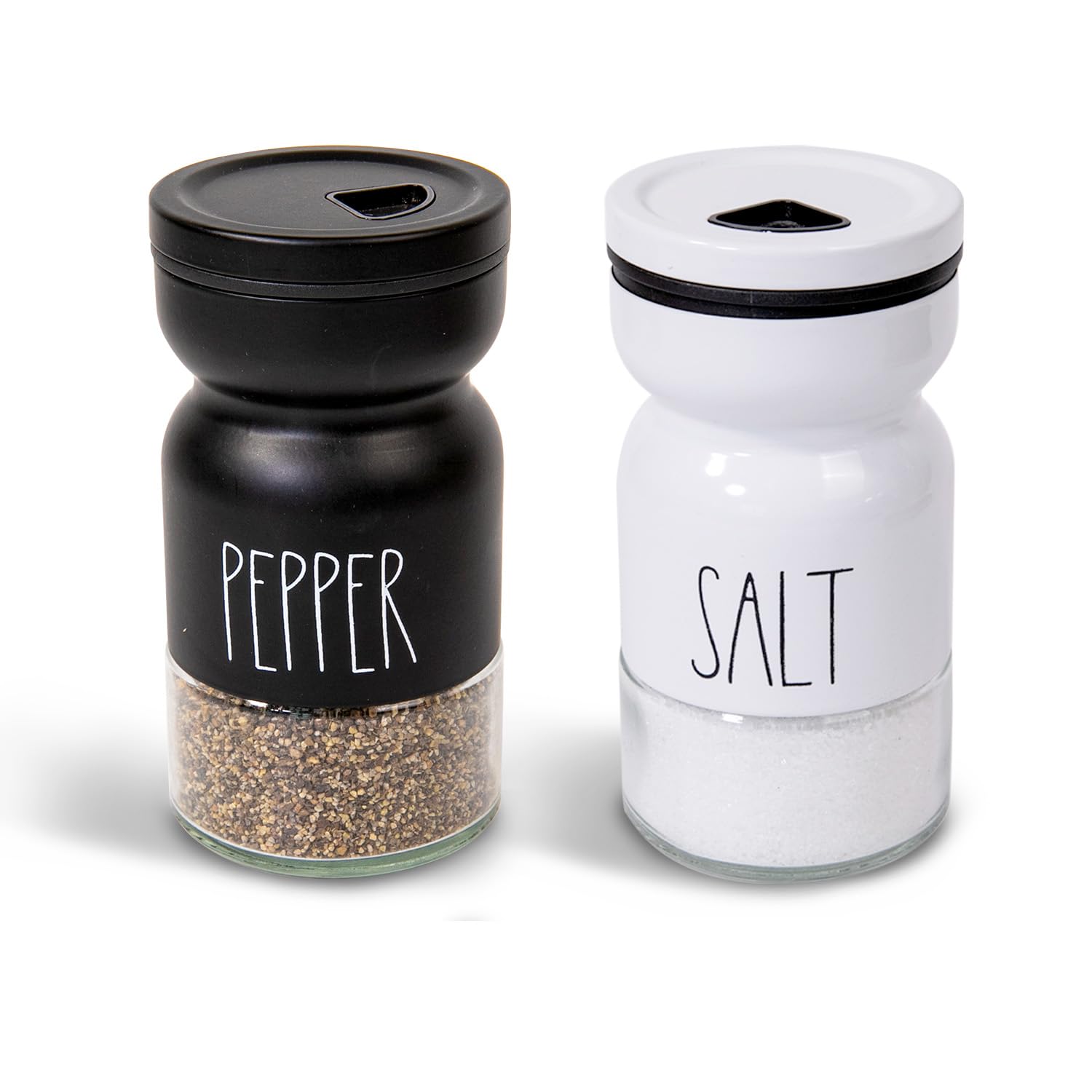 Photo 1 of 4oz Salt and Pepper Shaker Set, 4 Different Adjustable Pour Settings Salt & Pepper Dispenser, Ideal for Modern Kitchen Decor, Cooking, BBQs, Bars, Dining Tables, RVs, and Camping