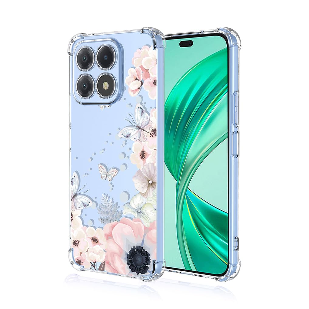 SEAHAI Case for HONOR X6b, Ultra Thin Soft Silicone Clear Back TPU Bumper Shockproof Cover Fashion Flowers Graphic Colorful Skin Slim Case - Camellia