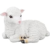 Luocute Sheep Statue, Handcrafted Lifelike Lamb Figurine 3D Resin Garden Sculpture for Indoor Outdoor Home Desk Decor