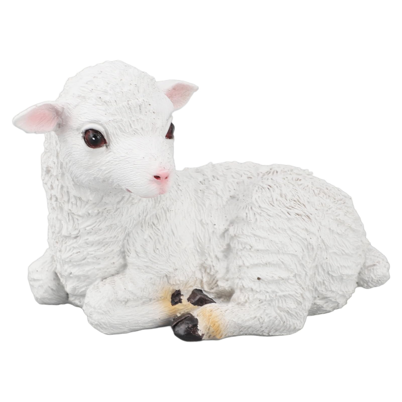 Heaveant Sheep Statue, Garden Sheep Figurine Ornament Lifelike Resin Lamb Sheep Sculpture for Indoor Outdoor Decoration (Lying)