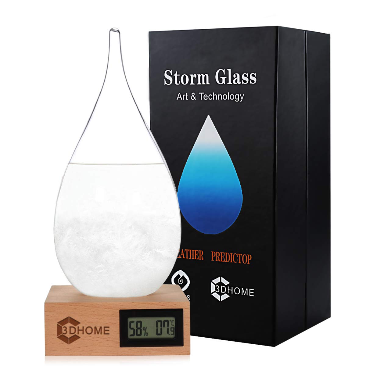 Storm Glass Weather Stations Water Drop Weather Predictor Creative Forecast Nordic Style Decorative Weather Glass (XX-Large)