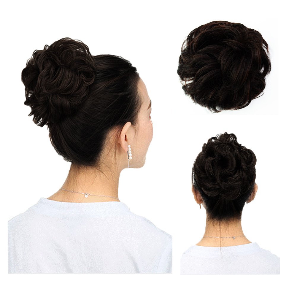Qileyi Synthetic Chignon Hair Curly Updo Hair Bun Donut Extension