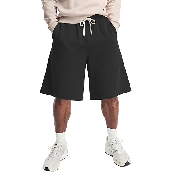 SHENHE Men's Baggy Sweat Shorts Drawstring Waist Wide Leg Raw