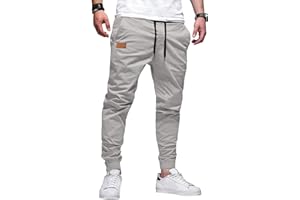 JMIERR Mens Casual Joggers Pants - Cotton Drawstring Chino Cargo Pants Hiking Outdoor Twill Track Jogging Sweatpants Pants