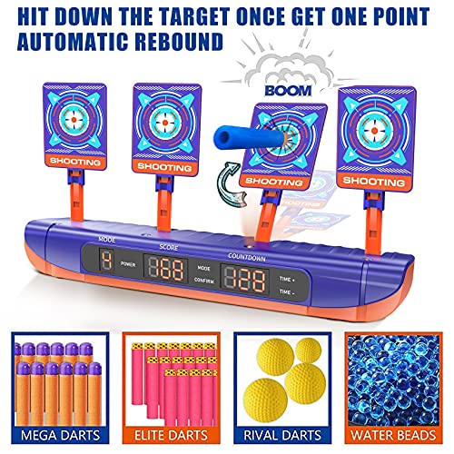 Electronic Shooting Targets for Nerf Guns, Digital Scoring Auto Reset Target Shooting Toy with 4 Modes, Christmas Birthday Gifts for 5 6 7 8 9 10+ Year Old Boys Toys